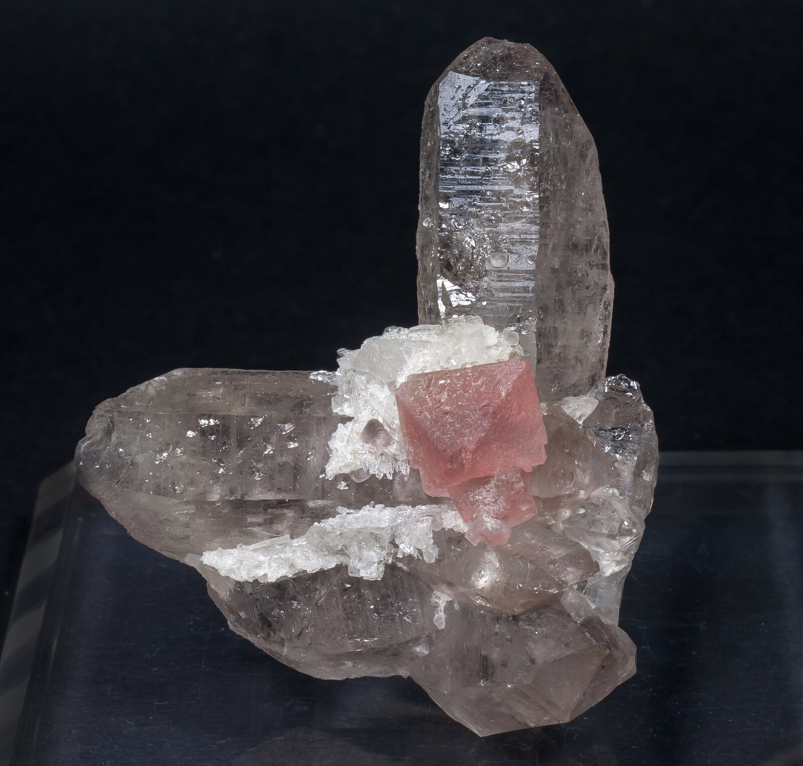 Fluorite (octahedral) With Quartz (variety Smoky) - Göscheneralp ...